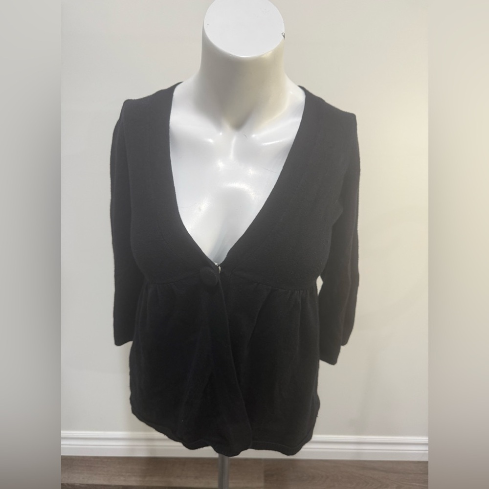 Black V-Neck Cardigan with 3/4 sleeves